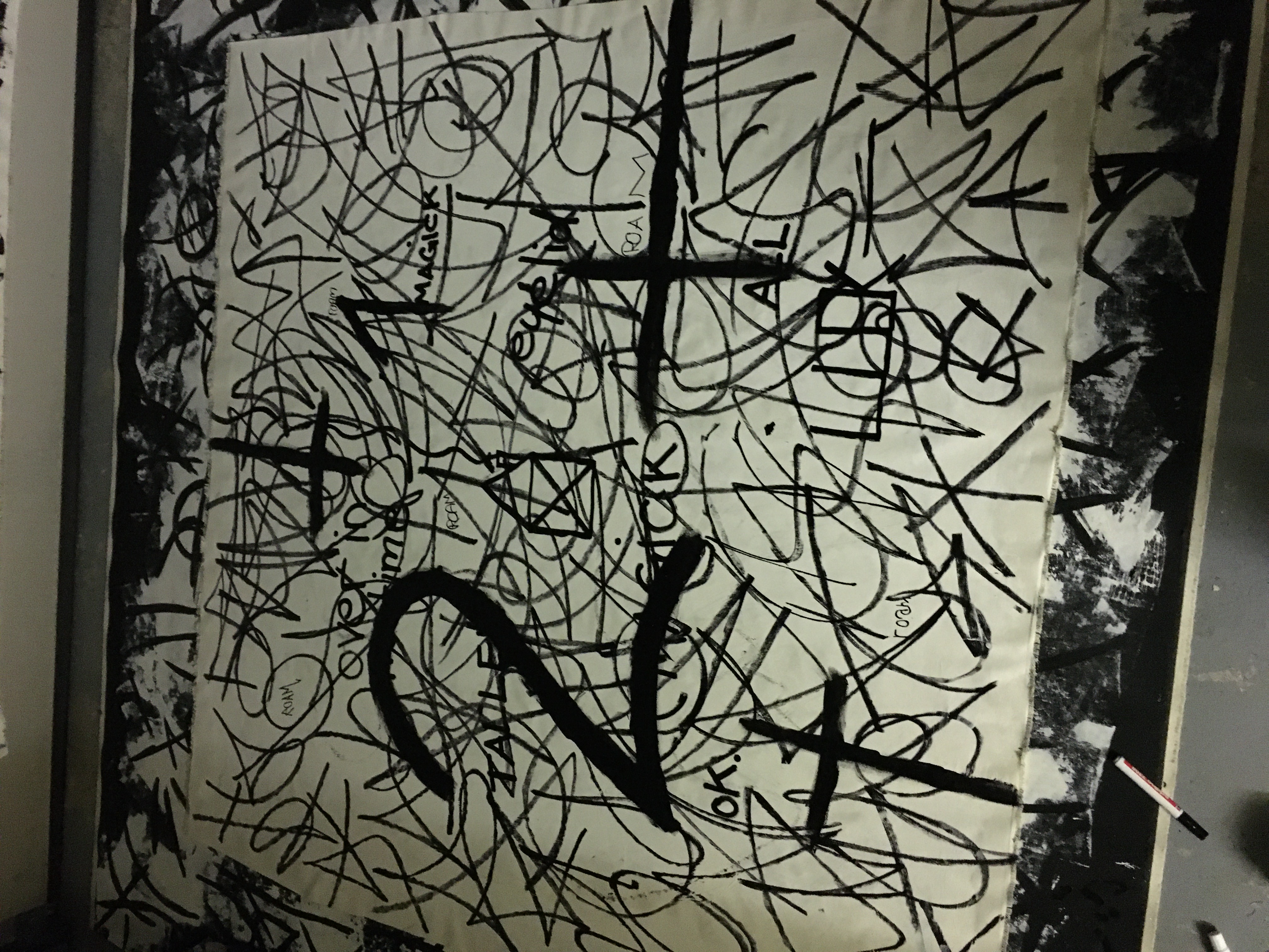 Abstract black and white painting